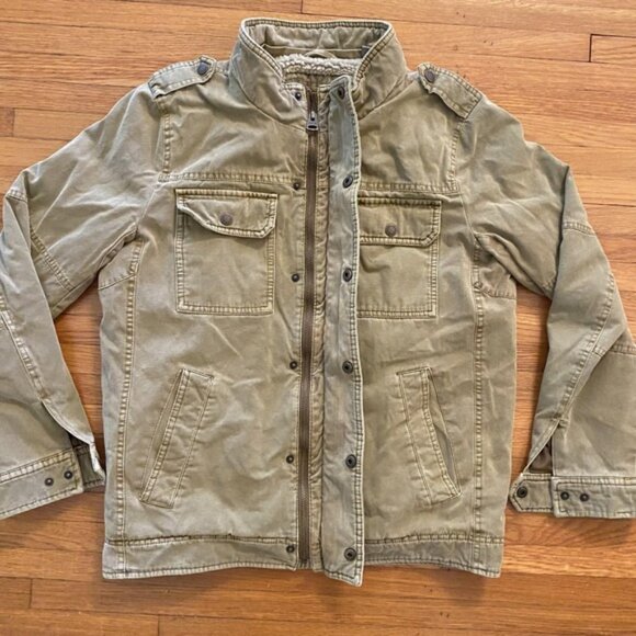 Levis Jacket Mens Small Olive Green Sherpa Lined Field Military Utility Canvas - Picture 3 of 12